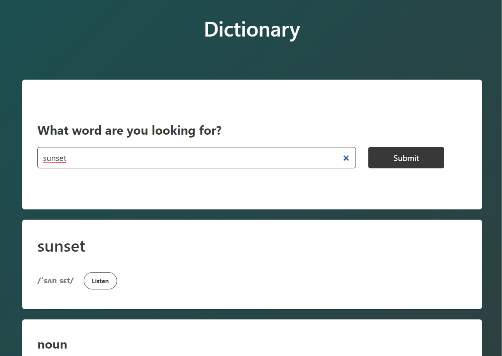 Dictionary Project